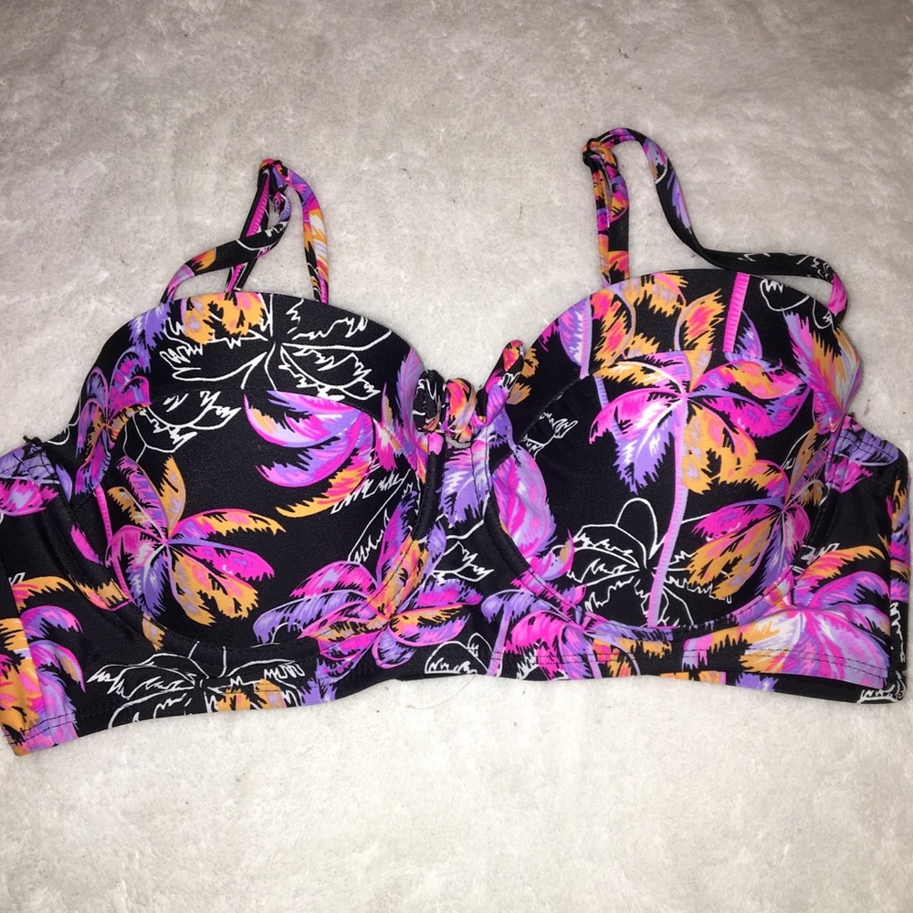 Purple/Black Flowered Push-Up Bathing Suit